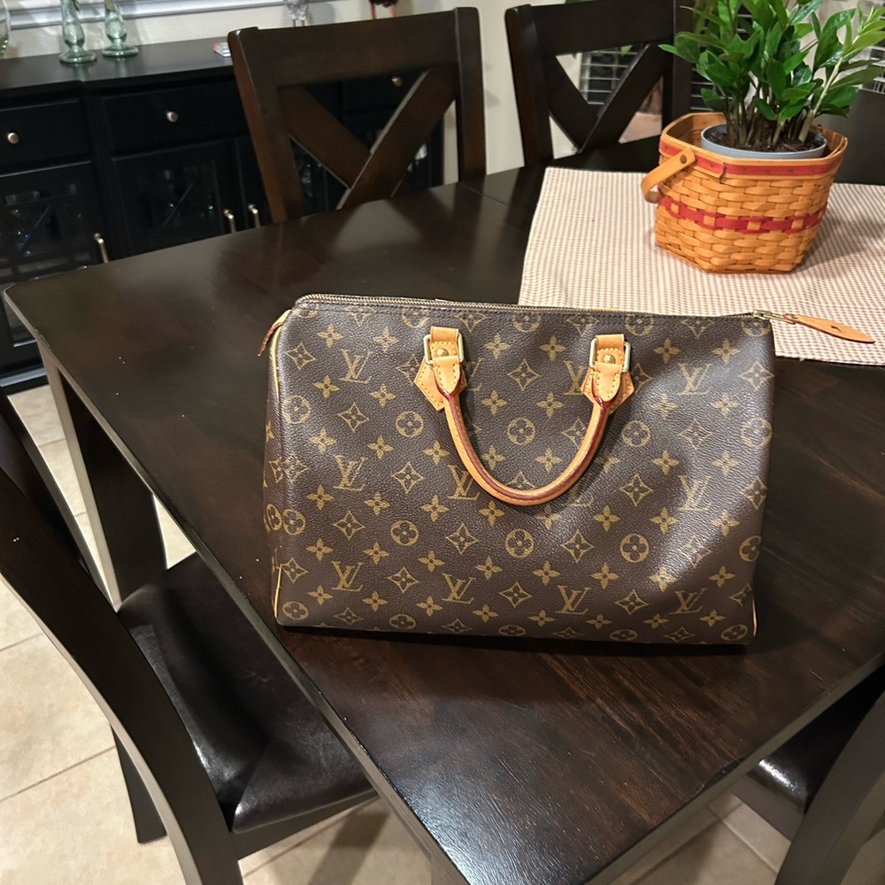 Louis Vuitton Brown Monogram Speedy 35 Satchel